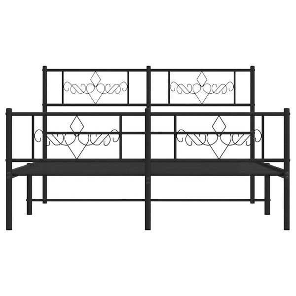 vidaXL Metal Bed Frame without Mattress with Footboard Black 135x190cm