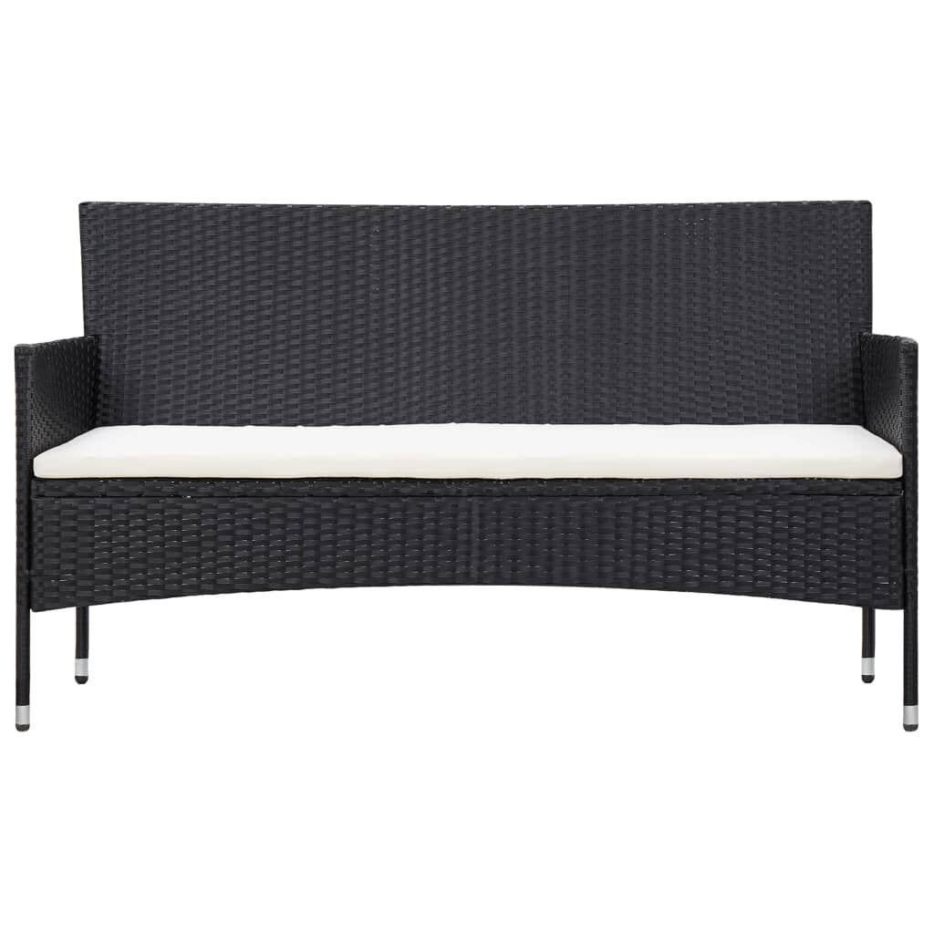 vidaXL 5 Piece Garden Lounge Set With Cushions Poly Rattan Black