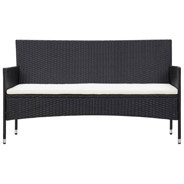 vidaXL 5 Piece Garden Lounge Set With Cushions Poly Rattan Black