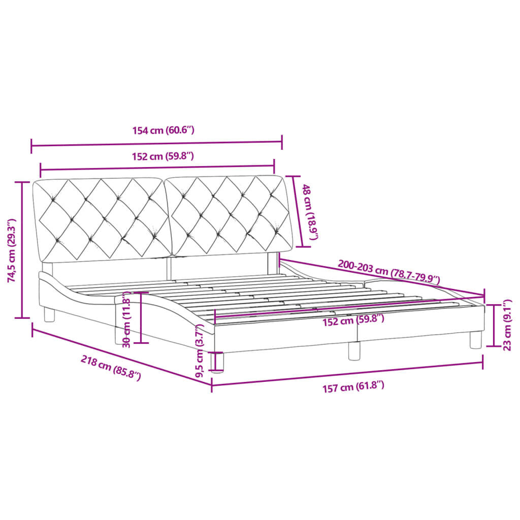 vidaXL Bed Frame without Mattress Light Grey 152x203 cm Queen Velvet