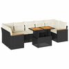 vidaXL 7 Piece Garden Sofa Set with Cushions Black Poly Rattan Acacia
