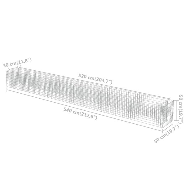 vidaXL Gabion Raised Bed Galvanised Steel 540x50x50 cm