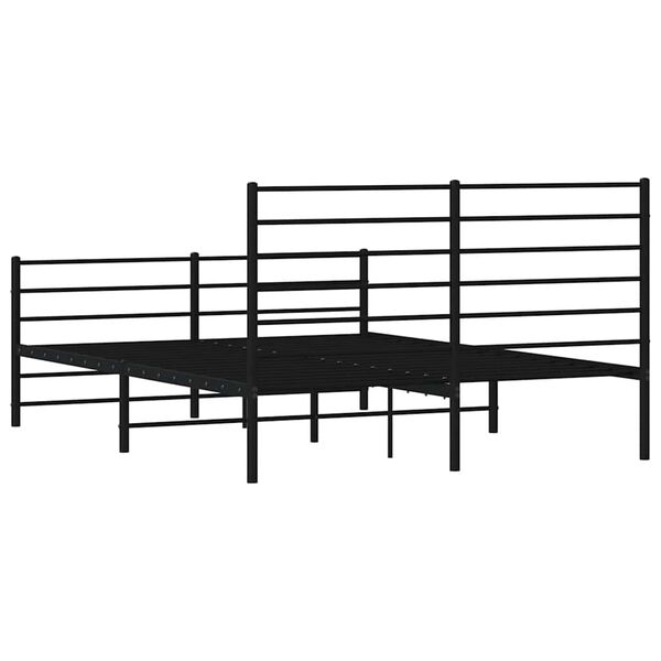 vidaXL Metal Bed Frame without Mattress with Footboard Black 150x200cm
