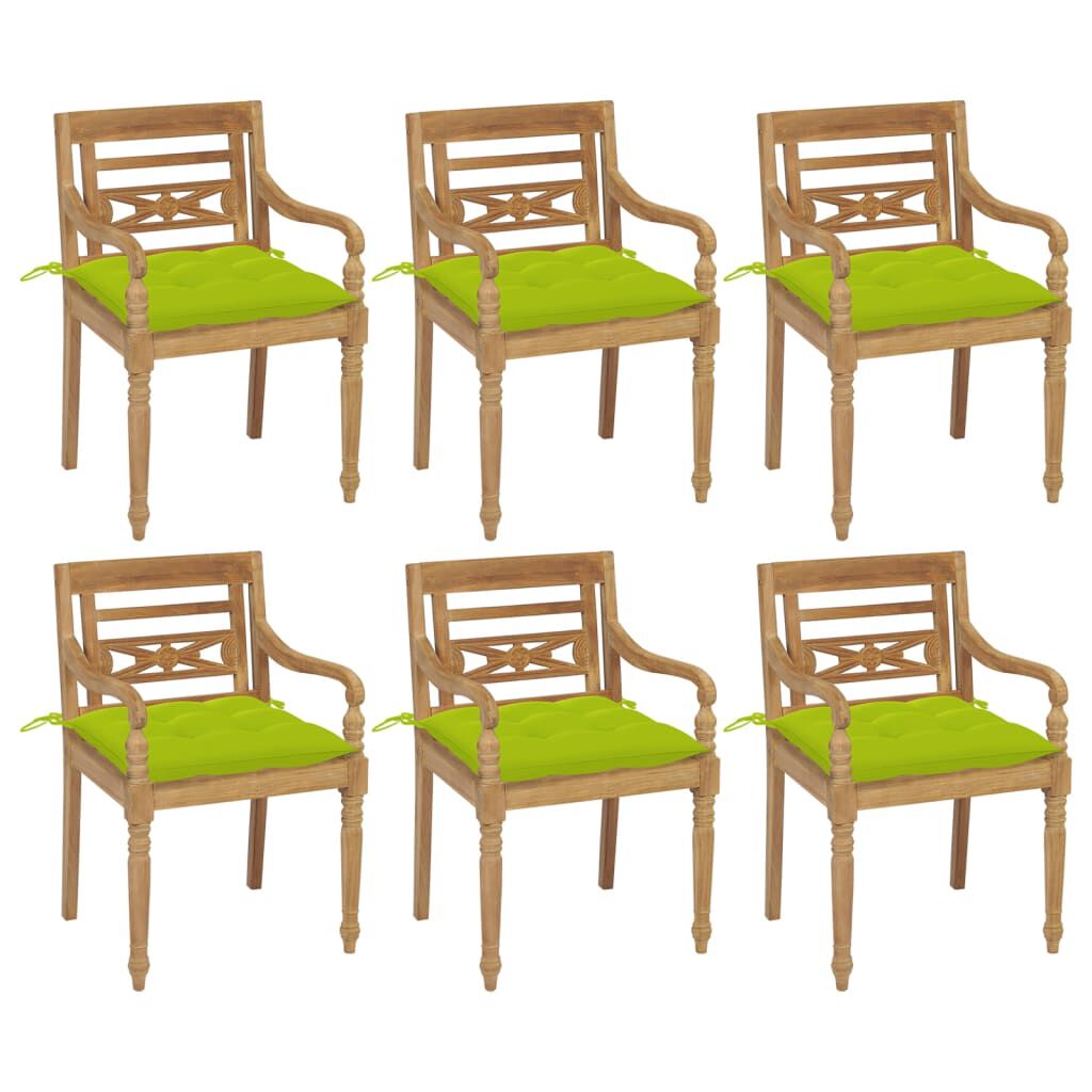 vidaXL Batavia Chairs with Cushions 6 pcs Solid Teak Wood