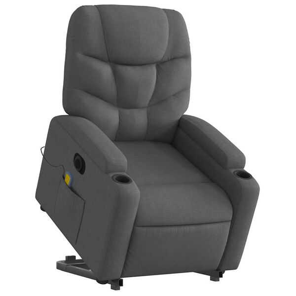vidaXL Electric Stand up Massage Recliner Chair Dark Grey Fabric