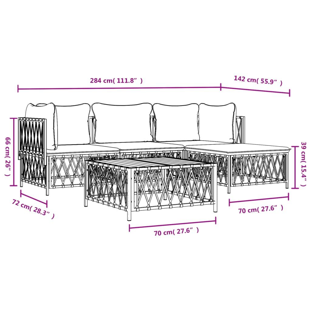 vidaXL 4 Piece Garden Lounge Set with Cushions Anthracite Steel