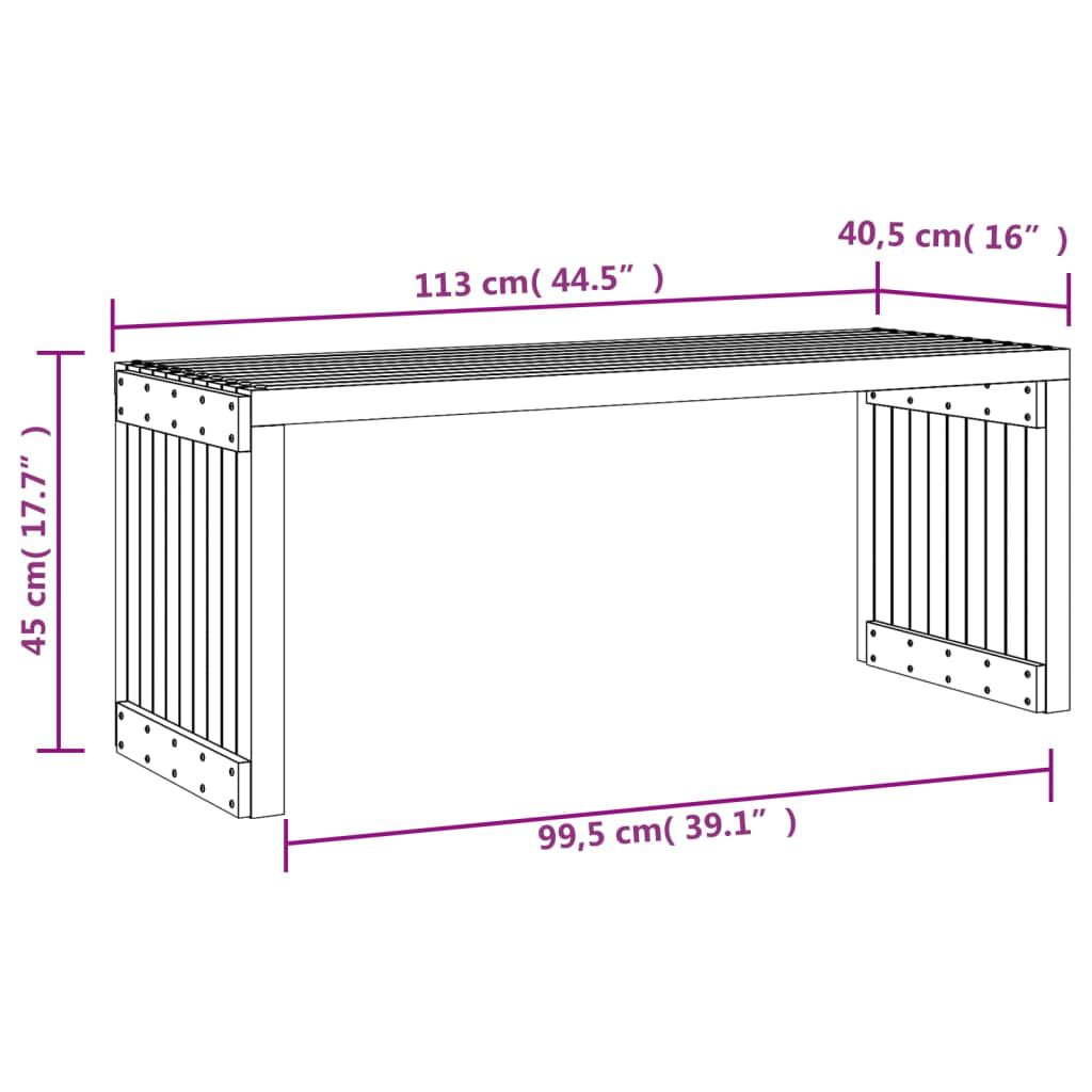 vidaXL Garden Bench Extendable Black 212.5x40.5x45 cm Solid Wood Pine