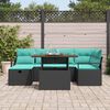 vidaXL Garden Sofa Set Height-Adjustable 7 pcs Black Poly Rattan