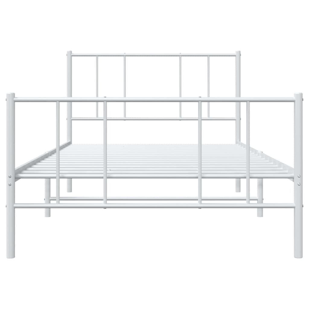 vidaXL Metal Bed Frame without Mattress with Footboard White 100x200cm