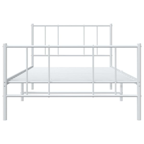 vidaXL Metal Bed Frame without Mattress with Footboard White 100x200cm