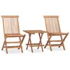 vidaXL 3 Piece Folding Outdoor Dining Set with Cushion Solid Teak Wood