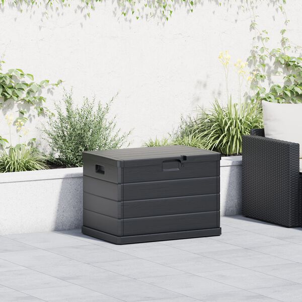 vidaXL Garden Storage Box - Anthracite, 77.5 x 54.5 x 53 cm, Plastic, 170 L