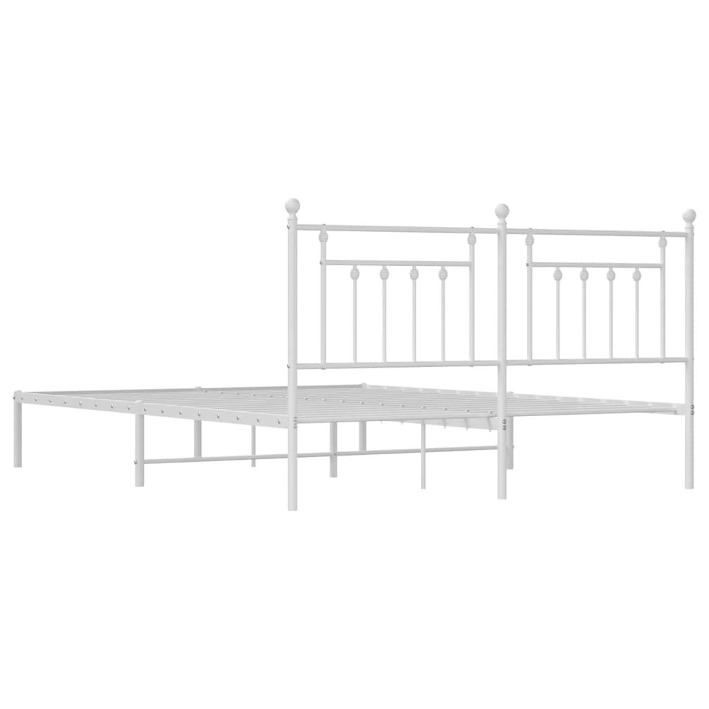 vidaXL Metal Bed Frame without Mattress with Headboard White 183x213cm