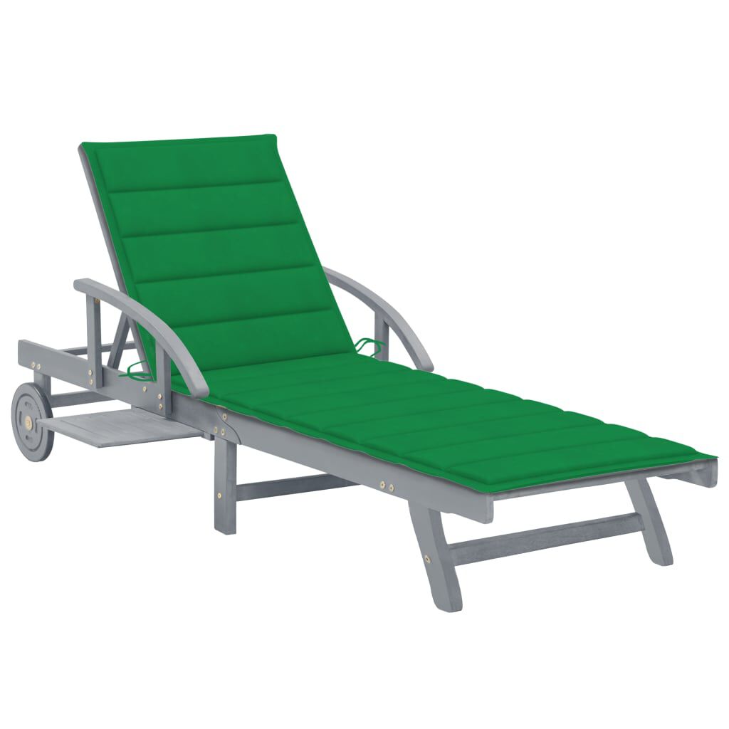 vidaXL Garden Sun Lounger with Cushion Solid Acacia Wood
