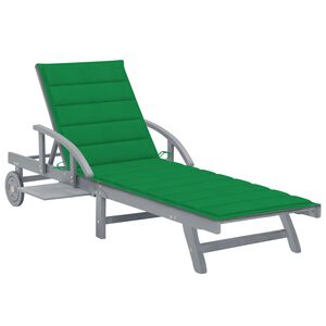 vidaXL Garden Sun Lounger with Cushion Solid Acacia Wood