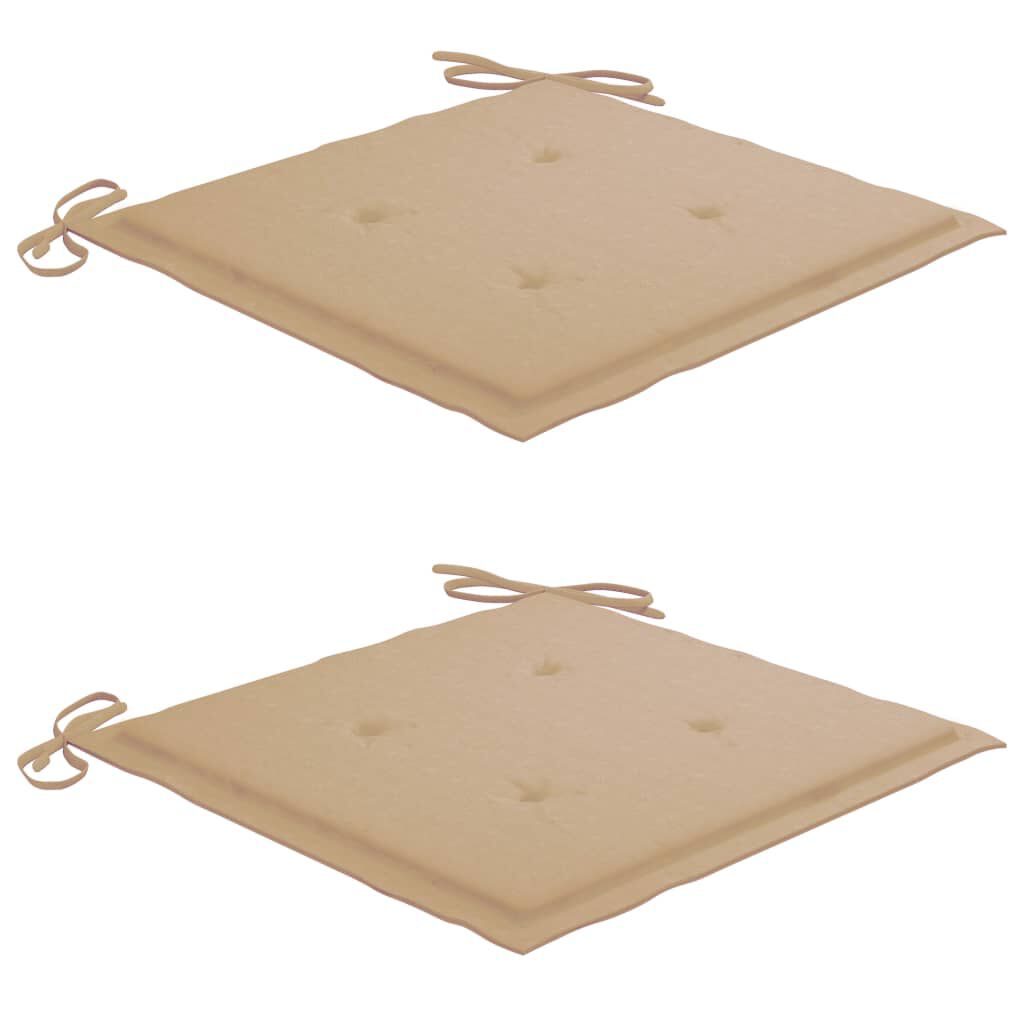 vidaXL Garden Chairs 2 pcs with Beige Cushions Solid Teak Wood