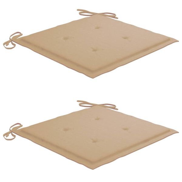vidaXL Garden Chairs 2 pcs with Beige Cushions Solid Teak Wood