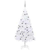 vidaXL Artificial Pre-lit Christmas Tree with Ball Set White 150 cm PVC