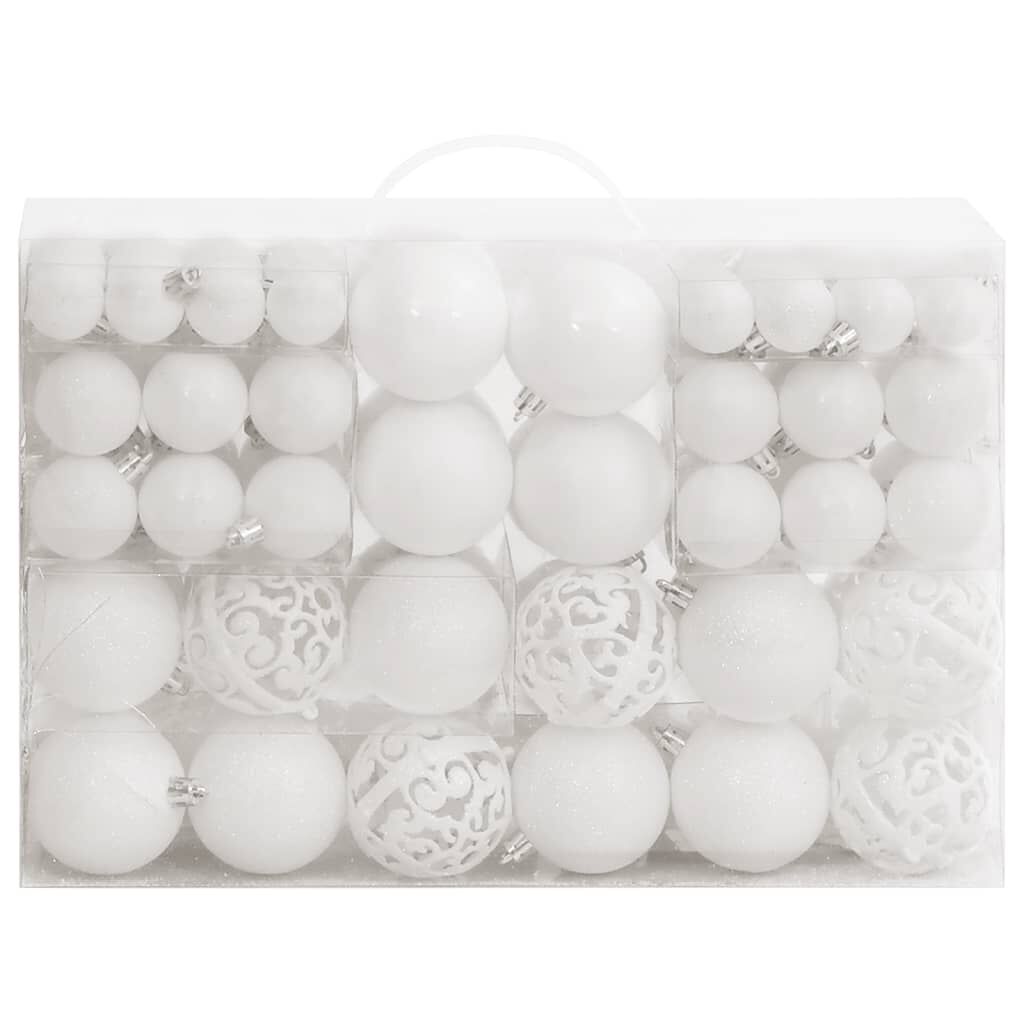 vidaXL 111 Piece Christmas Bauble Set White Polystyrene