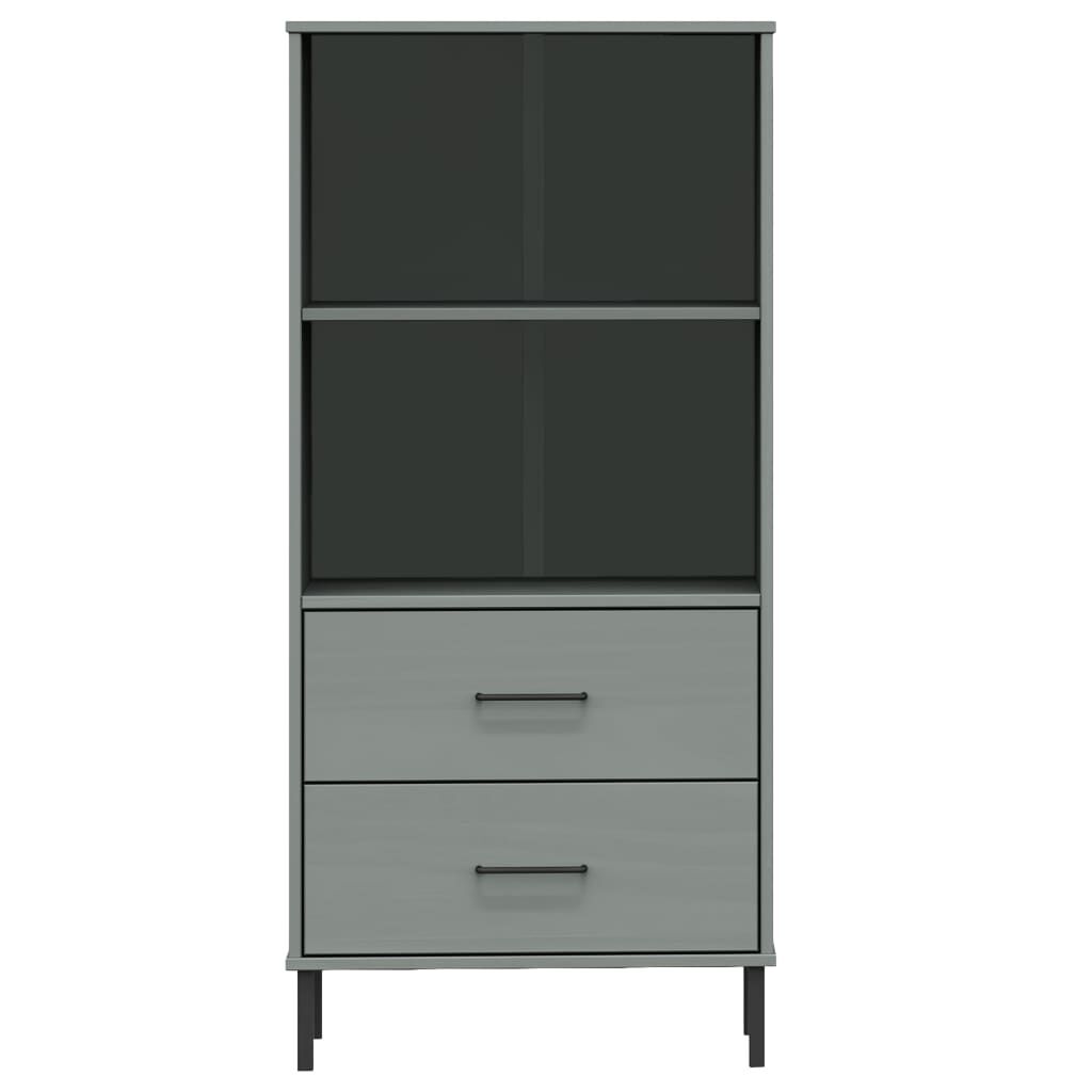 vidaXL Bookcase with 2 Drawers Grey 60x35x128.5 cm Solid Wood OSLO