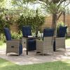 vidaXL Table and Chair Set with Cushion 5 pcs Grey PE Rattan