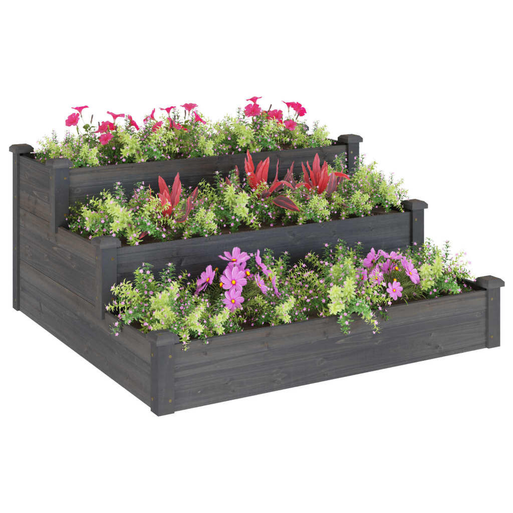 vidaXL Garden Raised Bed Grey 120x120x56 cm Solid Wood Fir