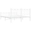 vidaXL Metal Bed Frame without Mattress with Footboard White 150x200cm