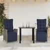 vidaXL 3 Piece Garden Dining Set with Cushions Grey Poly Rattan