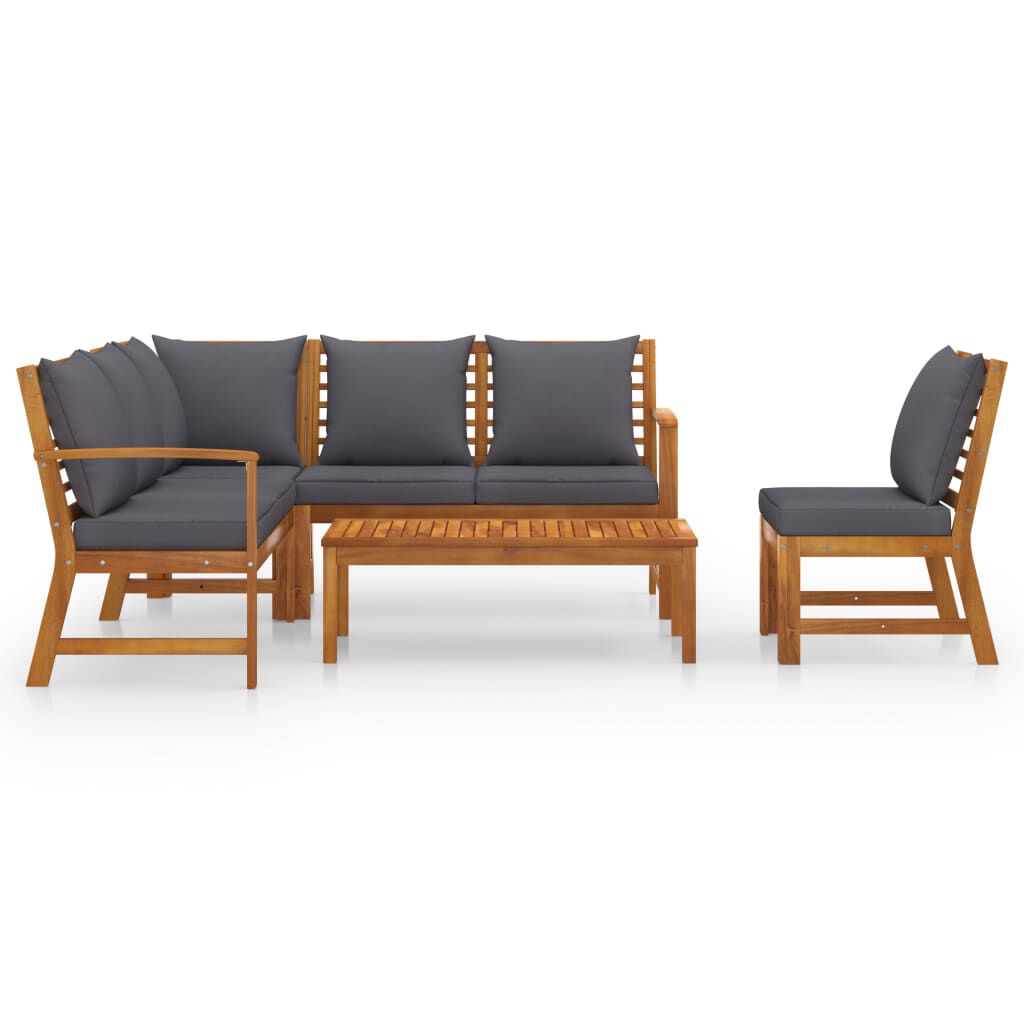 vidaXL 5 Piece Garden Lounge Set with Cushion Solid Acacia Wood