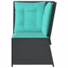 vidaXL Garden Sofa Corner with Cushions Black Poly Rattan