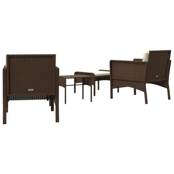 vidaXL 5 Piece Garden Lounge Set with Cushions Brown Poly Rattan