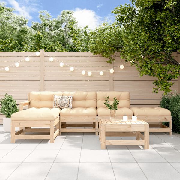vidaXL 6 Piece Garden Lounge Set Solid Wood Pine