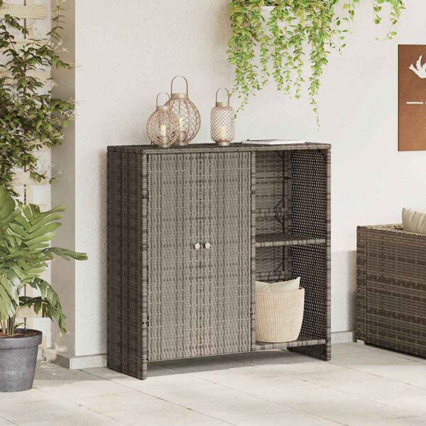 vidaXL Storage Cabinet with Storage Grey 100 x 36 x 102 cm Rattan
