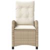 vidaXL Reclining Garden Chair with Cushions Beige Poly Rattan