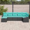 vidaXL Garden Sofa Set with Cushion 7 pcs Black Poly rattan