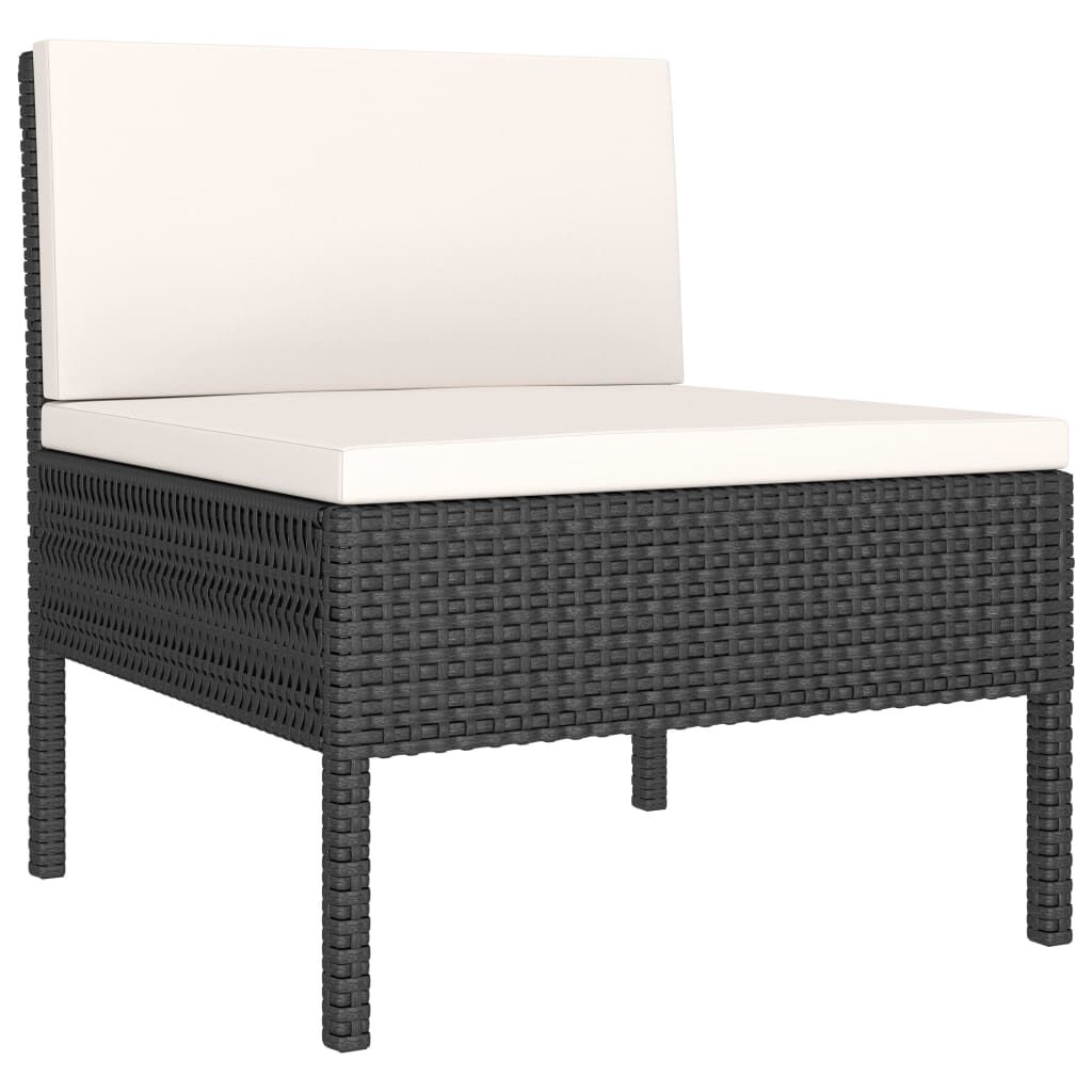 vidaXL 6 Piece Garden Lounge Set with Cushions Poly Rattan Black