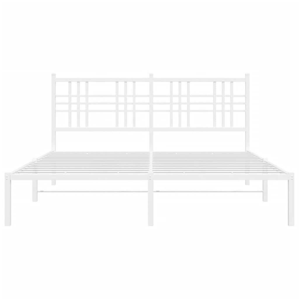 vidaXL Metal Bed Frame without Mattress with Headboard White 150x200cm