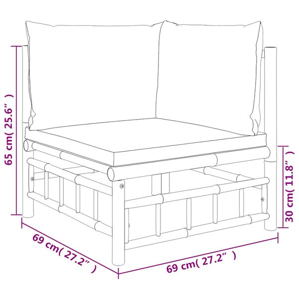 vidaXL Garden Corner Sofa with Cream White Cushions Bamboo