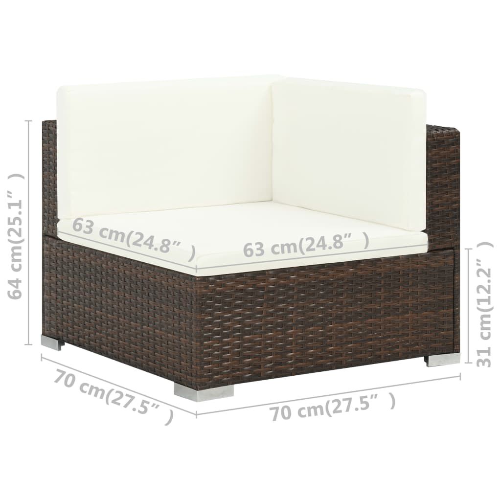 vidaXL 7 Piece Garden Lounge Set with Cushions Poly Rattan Brown