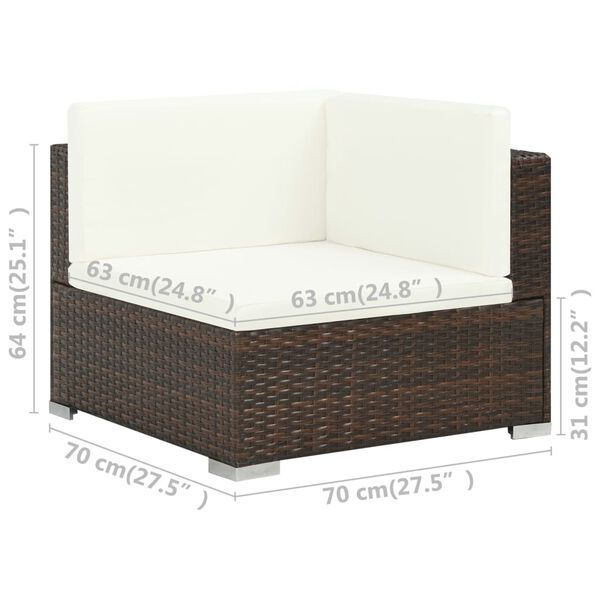 vidaXL 7 Piece Garden Lounge Set with Cushions Poly Rattan Brown