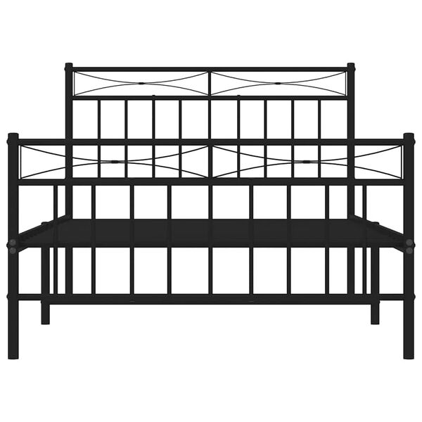 vidaXL Metal Bed Frame without Mattress with Footboard Black 100x200cm