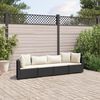 vidaXL 4 Piece Garden Sofa Set with Cushions Black Poly Rattan