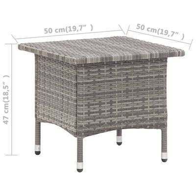 vidaXL Tea Table Grey 50x50x47 cm Poly Rattan