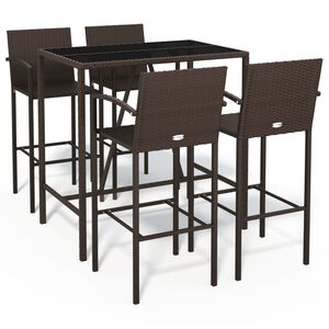 vidaXL 5 Piece Garden Bar Set Brown Poly Rattan