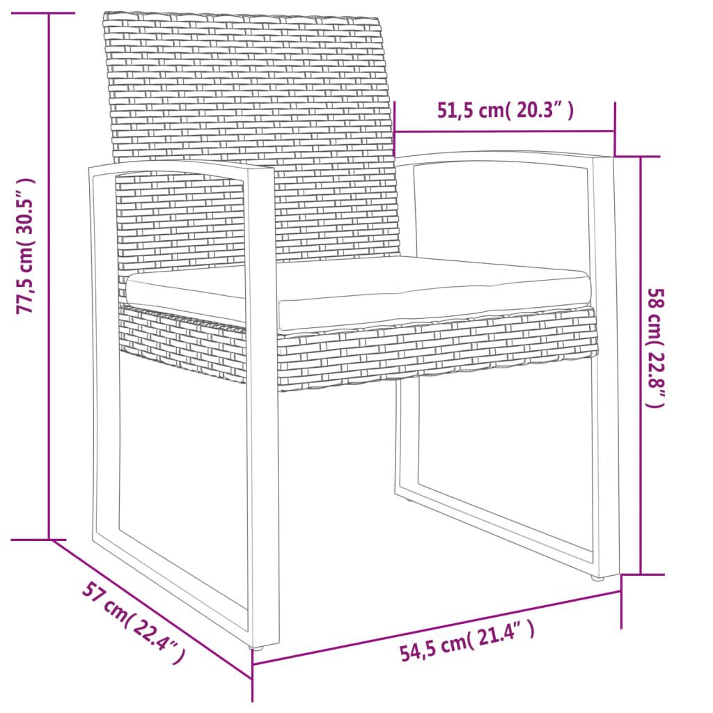 vidaXL Garden Dining Chairs 2 pcs Dark Grey PP Rattan