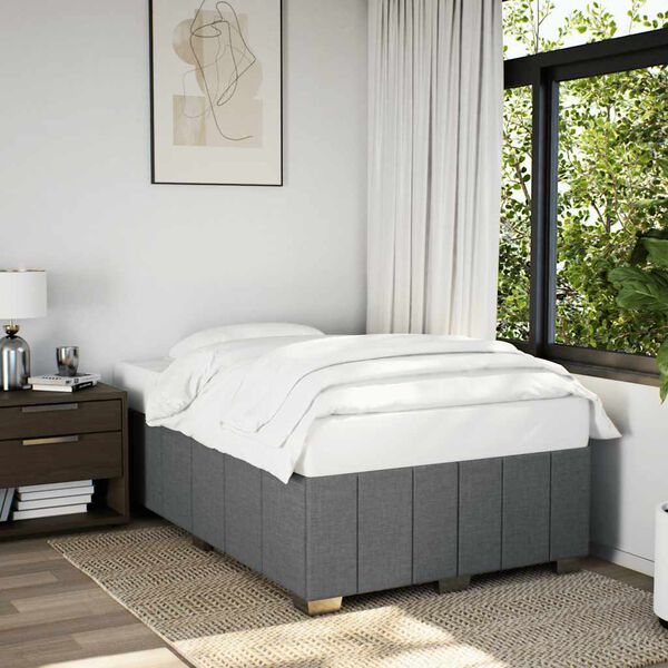 vidaXL Bed Frame without Mattress Dark Grey Full Fabric