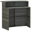 vidaXL 3 Piece Garden Bar Set with Cushions Poly Rattan Grey