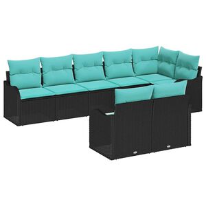 vidaXL Garden Sofa Set 8 pcs Black and turquoise Poly rattan