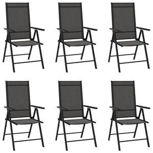 vidaXL Folding Garden Chairs 6 pcs Textilene Black