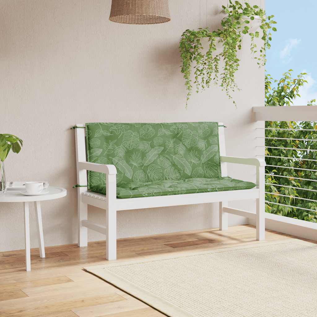 vidaXL Garden Bench Cushions 2pcs Leaf Pattern 120x50x7cm Fabric